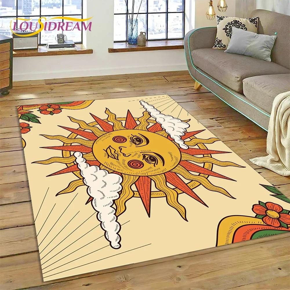 Tajemniczy Tarot Słońce Księżyc Mandala Magiczny Dywan Dywan do Sypialni Salonu Dom Sofa Dekoracja,Dziecięca Gra Duża Dekoracja Podłogi Mata