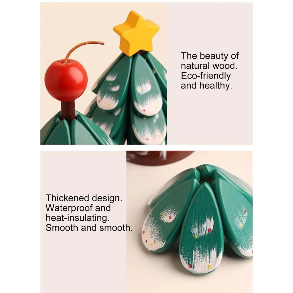 Non-Slip Base Christmas Tree Coasters Foldable Dish Mats Christmas Gift Bowl Mats  Christmas Party