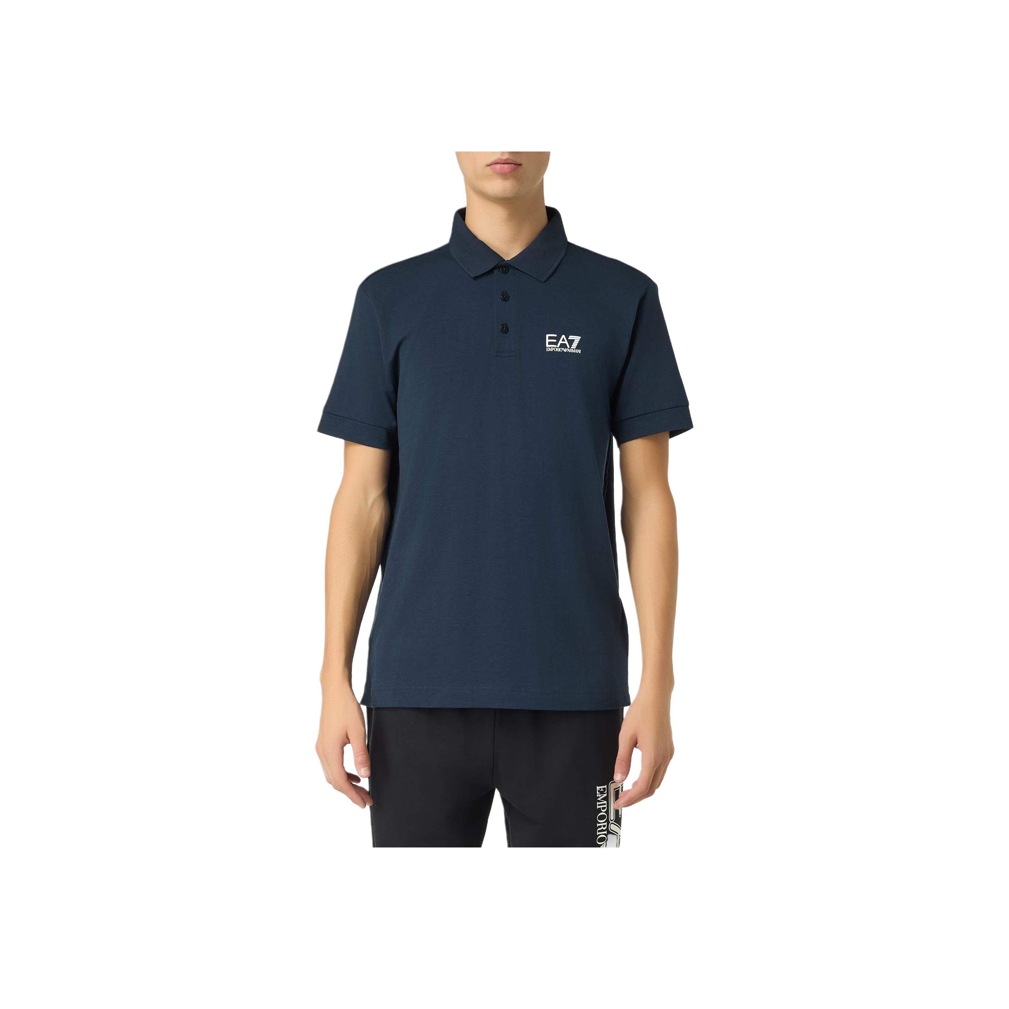 Emporio Armani Мужская футболка-поло EA7 с логотипом, приталенная, синяя 8NPF14-PJVQZ-1562 L