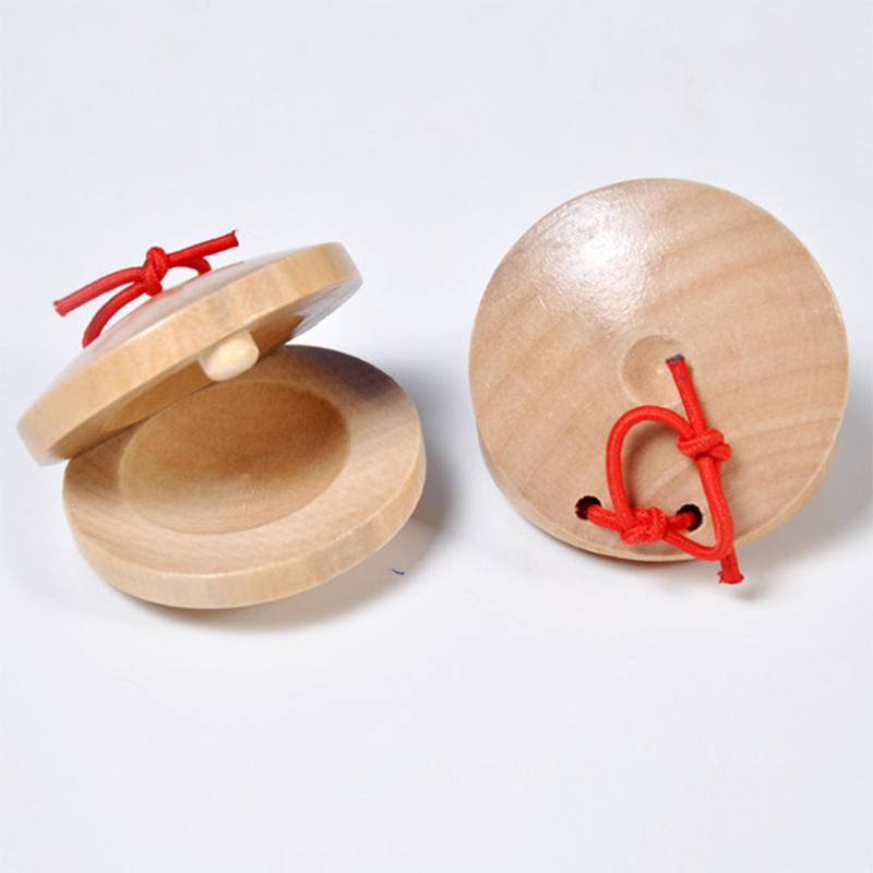 Wooden Castanets Wood Percussion Flamenco Musical Instrument Kids Toddler Toys