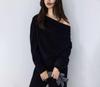 Korean Style Off-the-Shoulder Slimming Knit Top - 2026 Autumn Collection for Women