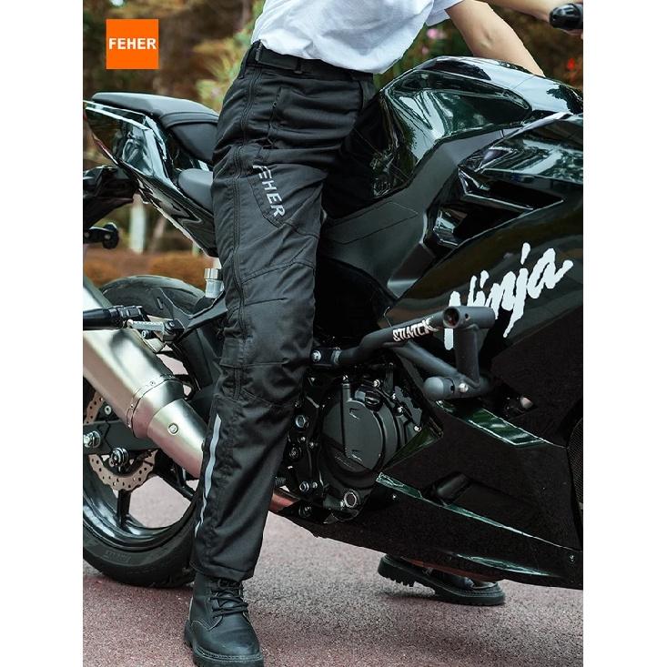 FEHER Winter Motorcycle Pants Waterproof Quick-release Thermal Motorbike Trousers Unisex Built-in Removable CE Protective Gear