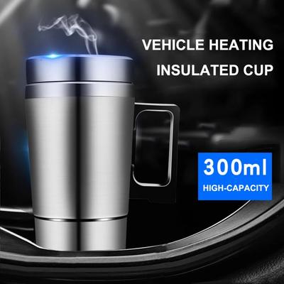 Electric Heating Car Kettle 12V/24V Car Electric Heating Cup 300ML Insulated Drink Mug Stainless Steel Travel Electric Kettle