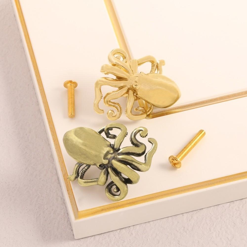 Vintage Cabinet Door Knobs Retro Wardrobe Drawer Pulls Elegant Octopus Brass Handle  Cupboard