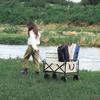 Portable Foldable Cart Outdoor Camping Equipment Trailer Sand Trolley Large Capacity Utility Cart For Picnic Fishing Shopping