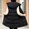 Women's Winterized Vest Detachable Hood Warm Oversized Mid-Length Mommy Jacket