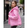 Giacca invernale da donna con cappuccio Taglia grande Imbottita in piuma e cotone Multi-tasche Corta