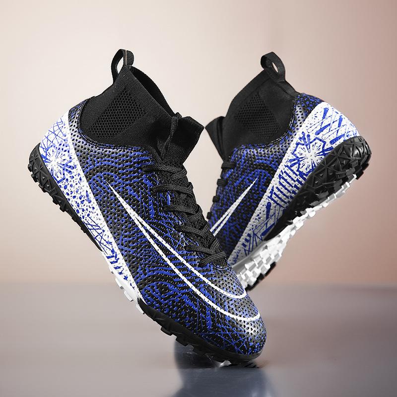 Genuine football shoes men's high-top long nails adult boys student broken nails artificial grass training football shoes women