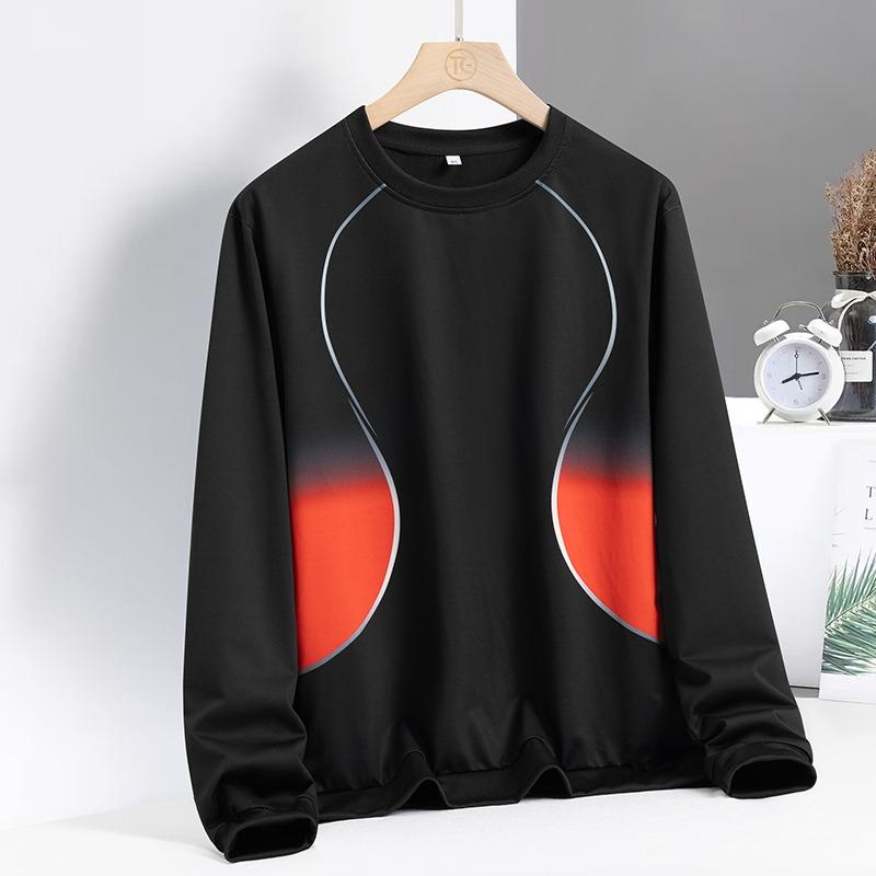 Autumn and Winter Men's Gradient Casual Sports Trend Versatile and Handsome Round Neck Pullover Long-sleeved Sweatshirt Top