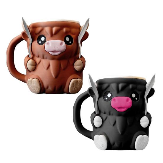 Highland Cow Ice Cream Pint Holder Insulated Ice Cream Cozy Sleeve with Snack Drawer And Spoon 16 Oz Ice Cream Holder Highland Cow Decor Gifts