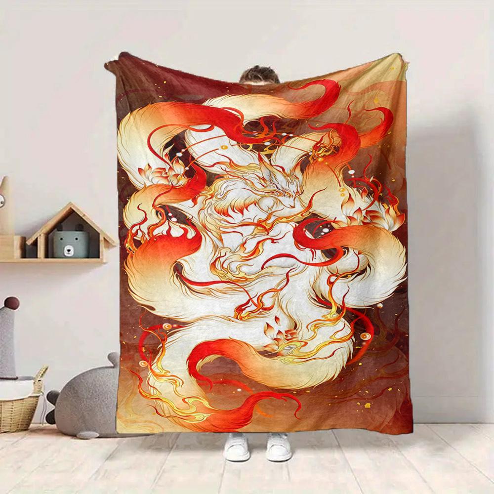 1PC Phoenix Feather Print Blanket, Soft Throw Blanket - Warm & Cozy for Couch, Bed, Office, and Travel yy250912217