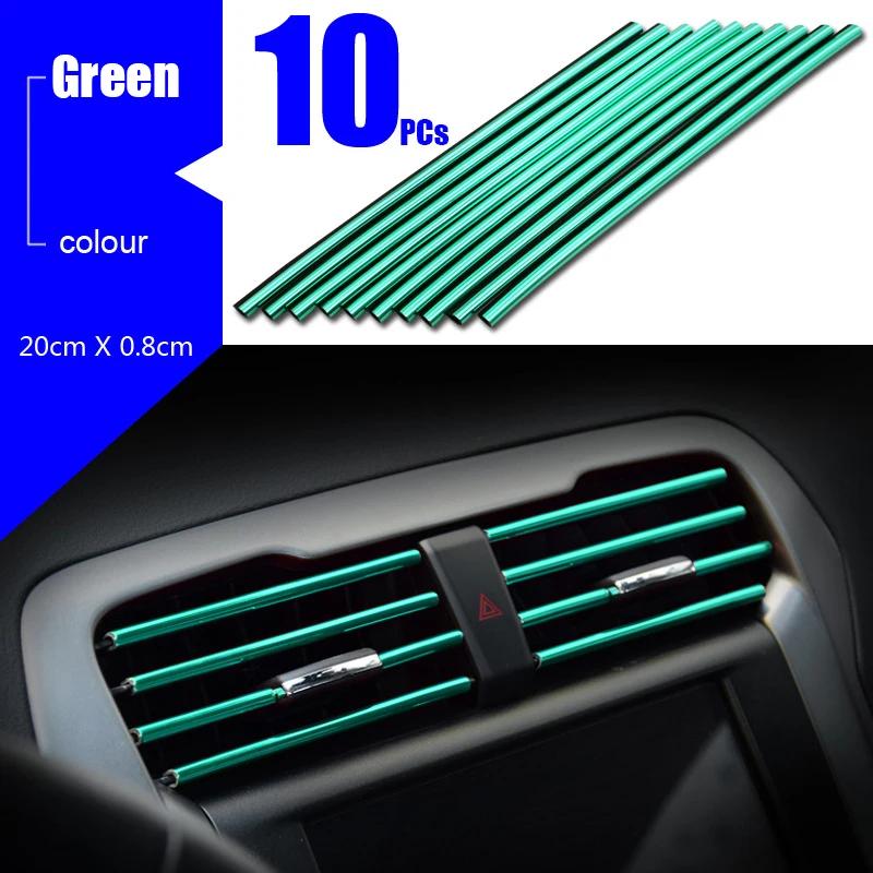 10Pcs U-shaped Car Air Outlet Decorative Strip Chrome-Plated PVC Car Interior Styling Decor Clip Trim Auto Interior Accessories