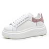 Thick-soled Heightening Women's Leather Shoes New Mesh Breathable Rhinestone Versatile Sports and Leisure Board Shoes