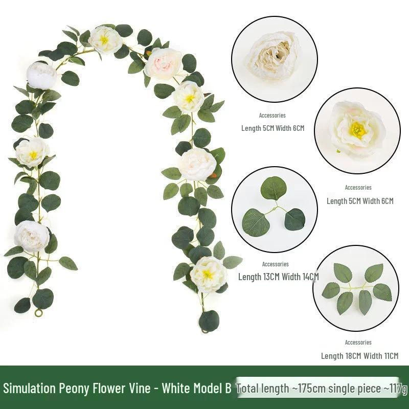 2-Meter Artificial Rose & Camellia Vine for Wedding Flower Walls & Home Table Decor
