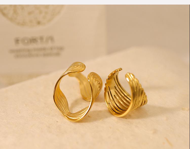 Adjustable Irregular Titanium Steel Gold-Plated Ring Set