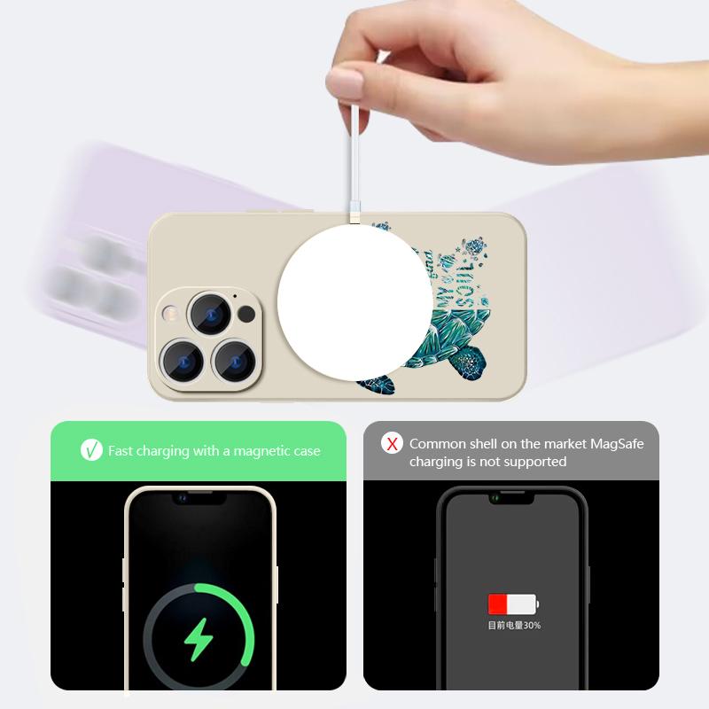 Magnetic For Magsafe Case For iPhone 17 Pro Max Lettering Turtle Print Soft Silicone Phone Back Cover For iPhone 16 15 14 13 Pro Max 16e 17e