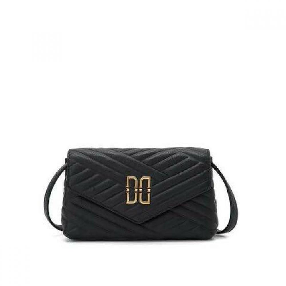 Daks Black Dd Logo Leather Crossbody Bag A1e367