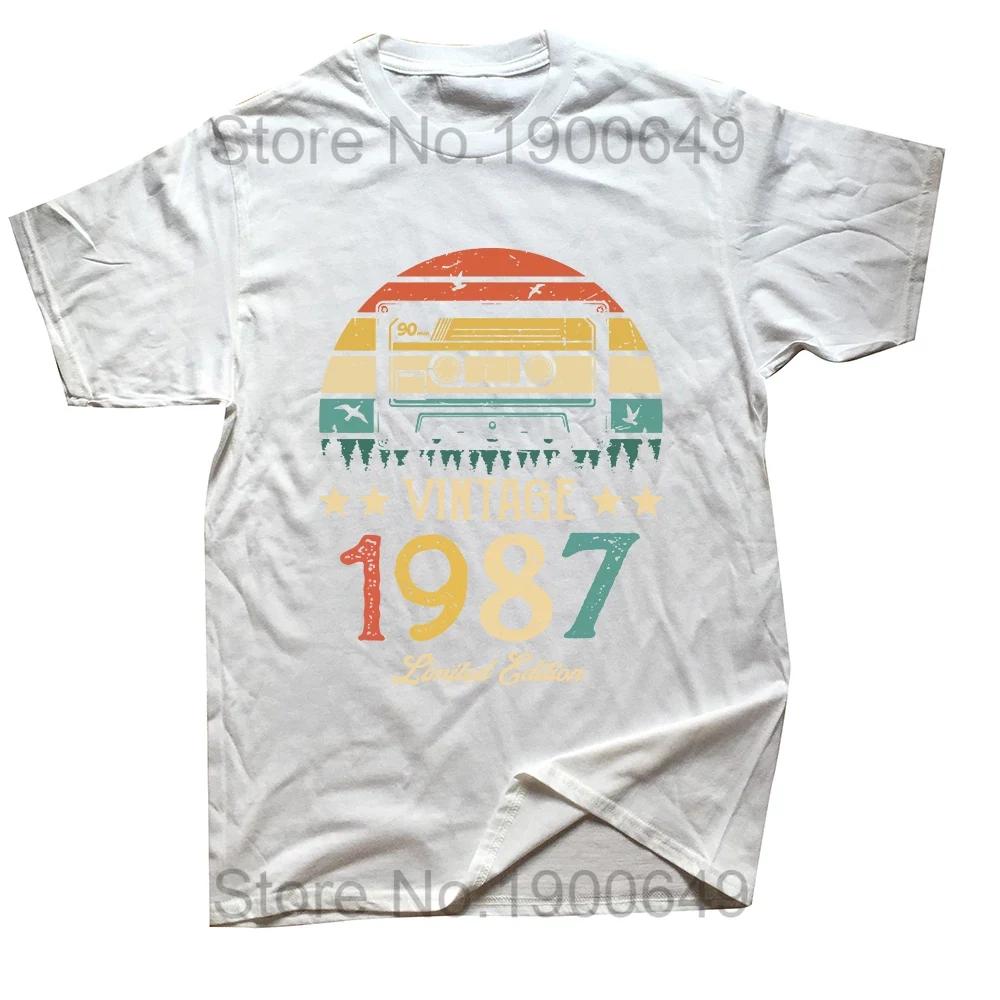 Vintage Made In 1987 Limited Edition 37 Years of Being Awesome T Shirts Summer Graphic Cotton Streetwear Birthday Gifts Tshirt