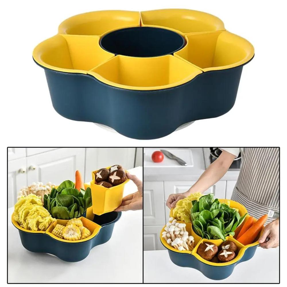 Double-layer Rotating Hot Pot Vegetable Basket 7/9-grid Vegetable Basket