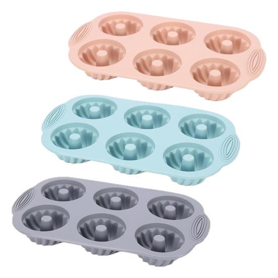 6-Cavity Silicone Cake Mold Non-stick Food Grade Easy Release DIY Round Cookies Donut Pudding Chocolate Fondant Jelly Baking Mold
