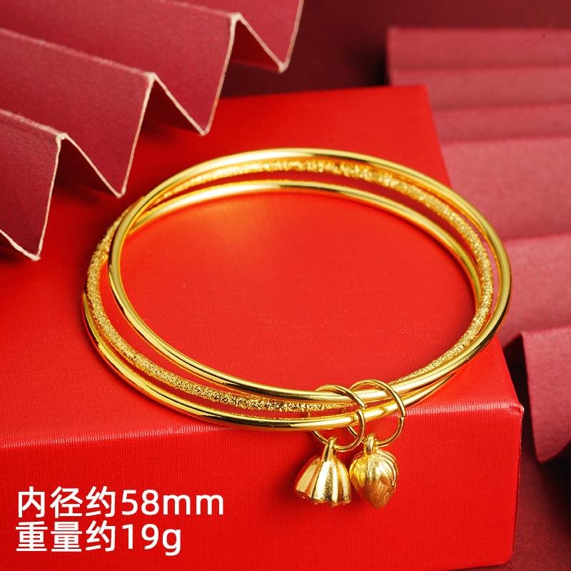 Vintage Three-Ring Lotus Seedpod Bracelet Women's 24K Gold AU999 - Lucky Meaning, Ideal Gift for Friends