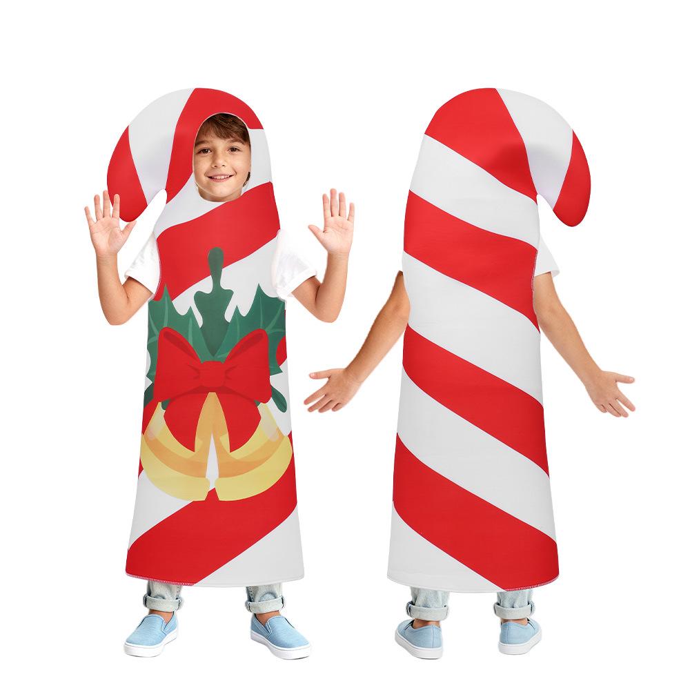Kids Santa Claus Christmas Costume with Candy Cane Gift Box - Perfect for Parties and Performances