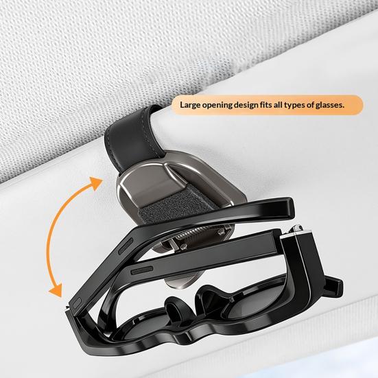 Car Sunglasses Clip for Visor Multi-Function Holder for Glasses Cards Ticket Scratch-Resistant Lining Zinc Alloy Elastic Clamp Car Sun Visor Accessory