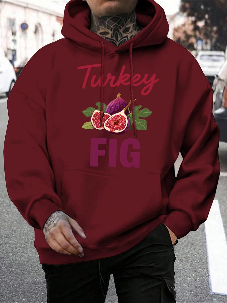 Fresh Turkey Fig Fruit Printing Men Hoody Pocket Loose Man Hoodie Hip Hop Fleece Streetwear All-Match Autumn Male Pullovers