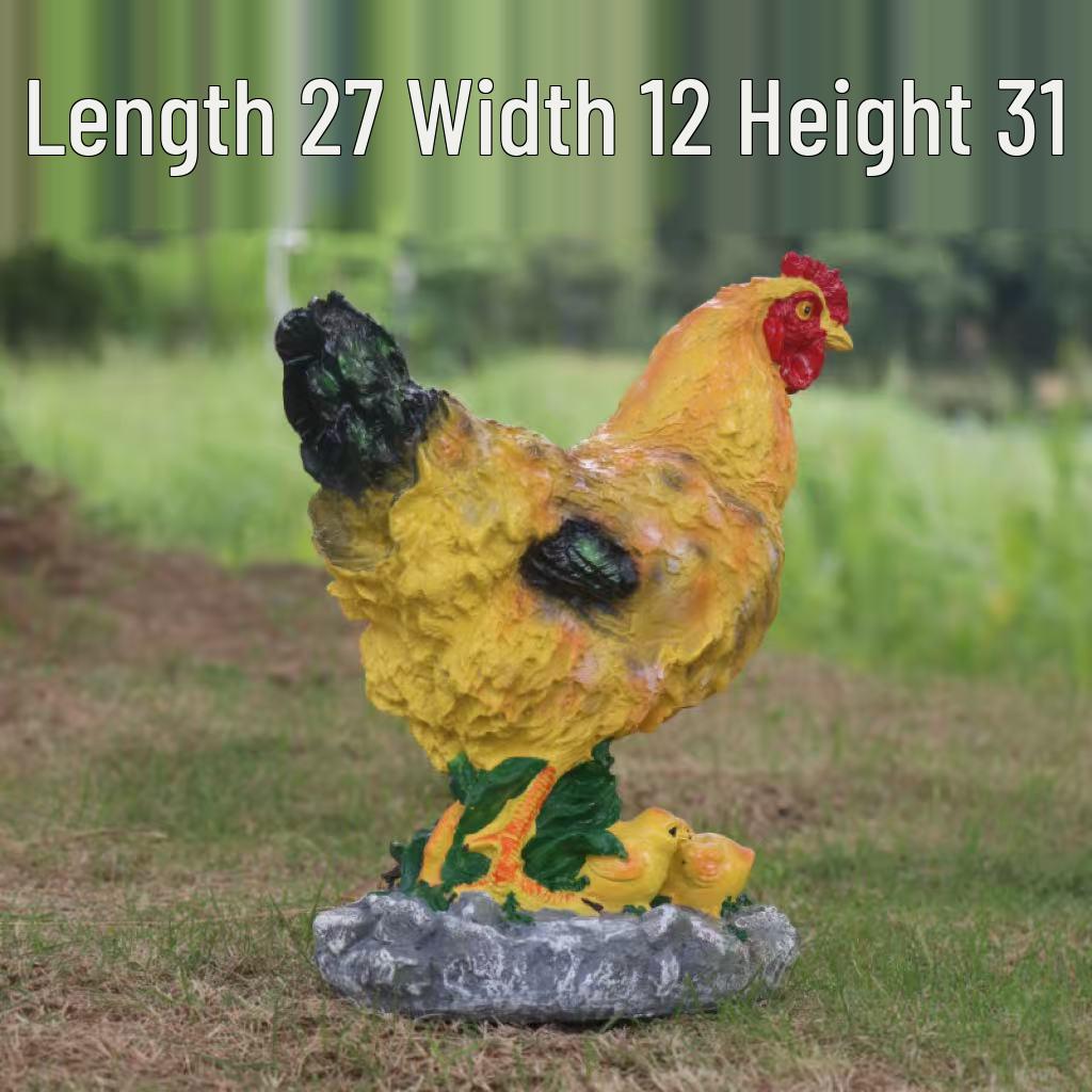 Creative Hen and Chicks Garden Ornament - Resin Farmyard Decoration for Courtyards and Kindergartens