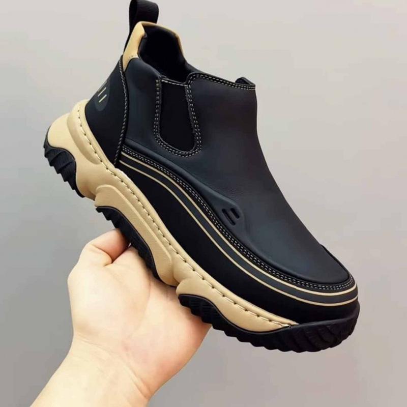 Spring new men's handmade online casual leather shoes men's retro big head foot cover thick bottom breathable leather shoes men