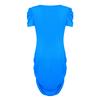 Women’s Square Neck Short Sleeve Bodycon Mini Dress with Side Cutout and Adjustable Tie Slim Fit Design