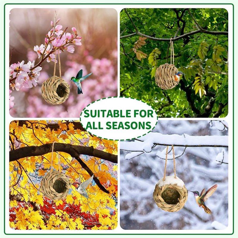 A34R Handmade Bird House Hummingbird House Outdoor 4-Pack, Natural Bird Nest Handwoven Hanging Bird For Garden Window Patio Lawn