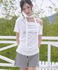 THE GREEN LAB Asymmetrical Shirred Tie Short Sleeve Tee [White]