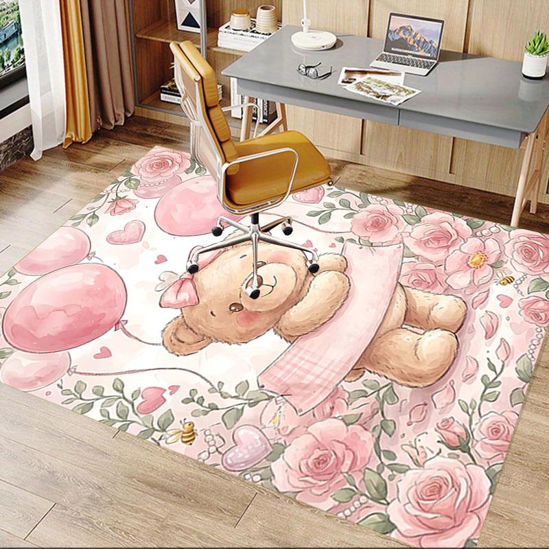 1PC Teddy Bear Pink Non-Slip Floor Carpet, Office, Family, Bedroom, Studio - Large Area Rug, Vibrant Colors-C0491