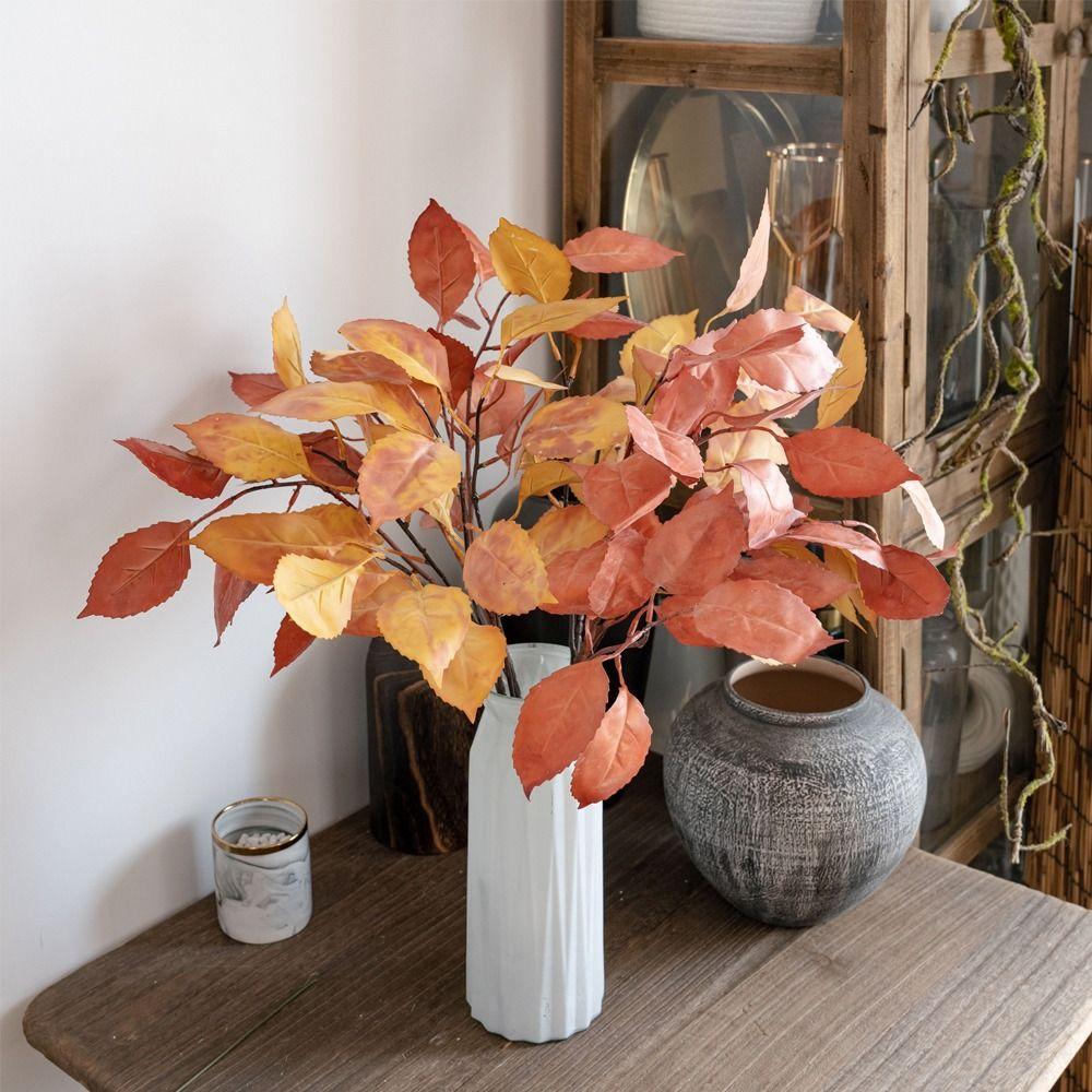 DIY Vase Decor Lifelike Artificial Persimmon Leaves Luxury Realistic Simulated Flowers Handmade Artificial Plant Wedding Decor