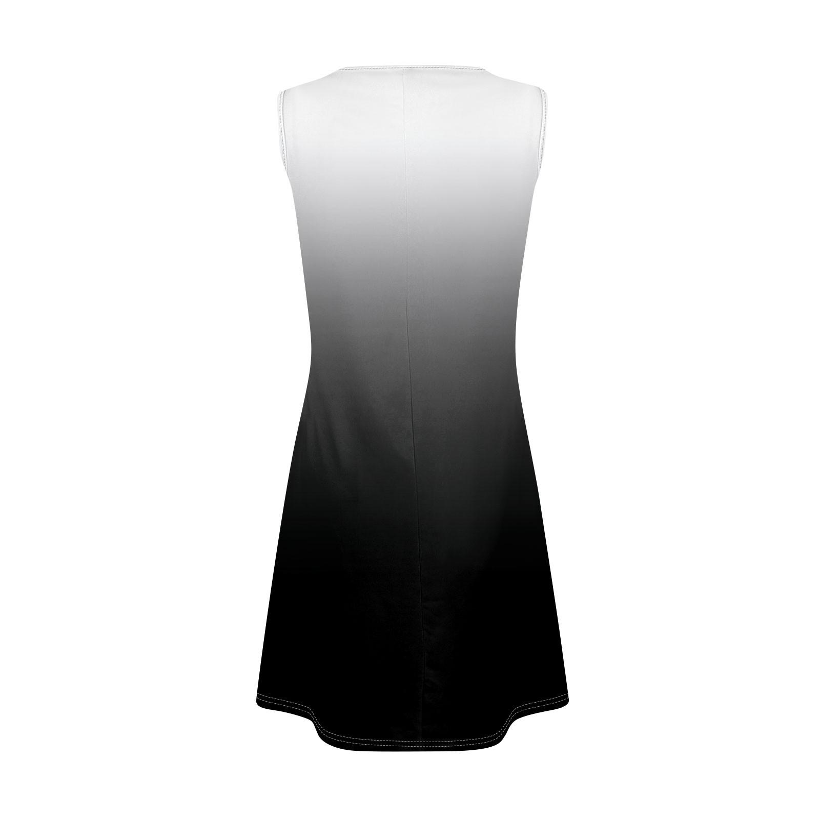 Женская мода Лето с круглым вырезом без рукавов Повседневная распашная Свободные платья — фото 5