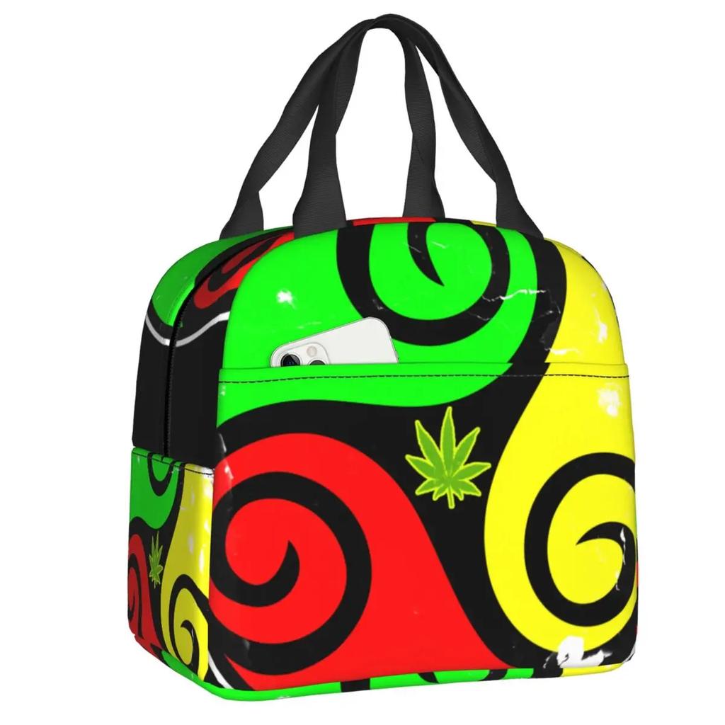 Reggae Music Lion Jamaican Flag Rasta Rastafari Thermal Insulated Lunch Bag Women Resuable Lunch Tote Travel Storage Food Box