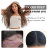LOUIS FERRE Long Deep Wave Wig Brown Highlight Crimps Curl Synthetic Hair Wigs Lace Front Wig for Women with Babyhair for Daily