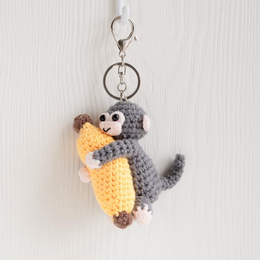 Handmade Monkey Keyring Bag Charm Knitted Doll Hanging Ornament Crochet Keychain  Daily Use