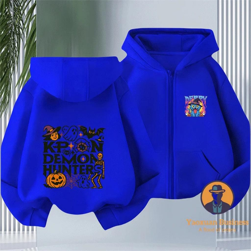 2025 Popular KPop Devil Hunter Girl Zipper Hoodie Cute Cartoon Print Autumn/Winter Fashion Clothing