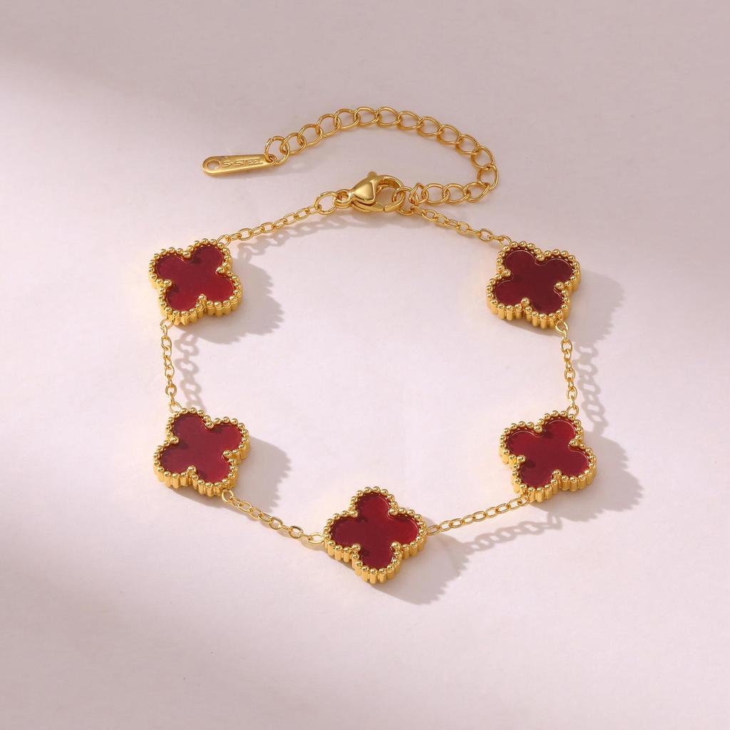 Lucky Clover Titanium Steel Bracelet - Light Luxury Fashion, Versatile for Commuting