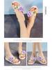 Korean Style Women's Summer Parent-Child Flower Wedge Flip-Flops: Non-Slip Thick Sole Beach Sandals for Outdoor Wear