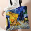 Van Gogh Series Linen Bag Oil Painting Starry Night Flower Handbag Light Weight Shoulder Bag High Capacity Eco Shopping Bags