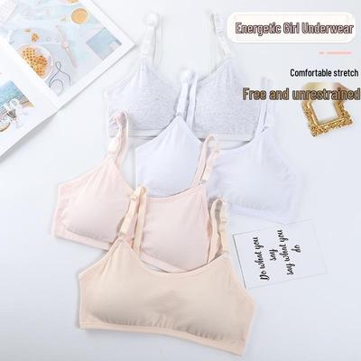 Girls' Cotton Wrap Chest One-Piece Wire-Free Bra – Fixed Cup, Anti-Protrusion for Junior High & High School Students.