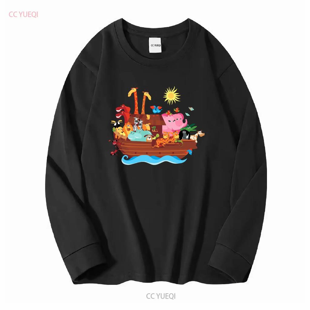 Inktastic Animal Ark Bible Story Christian Baby T Shirt Animals Noah Cute Ship long or short sleeves vintage Washed Versatile