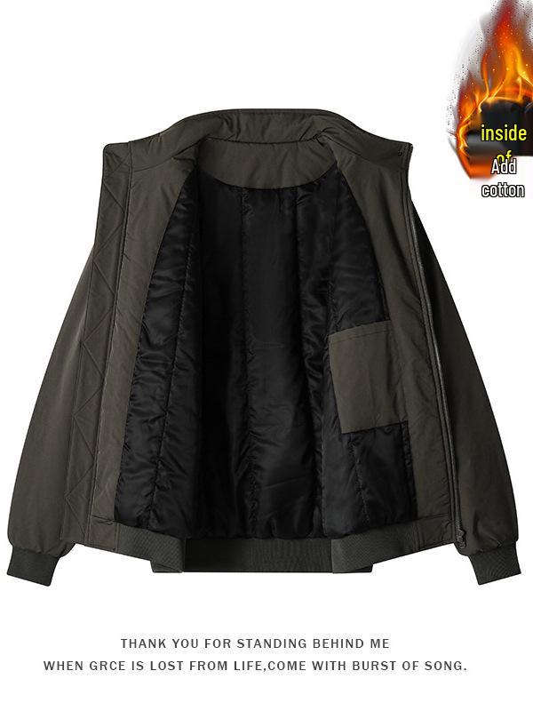 Herren High-End Baumwolle Workwear Bomberjacke - Stehkragen, Lässiger lockerer Coach-Stil für Herbst/Winter