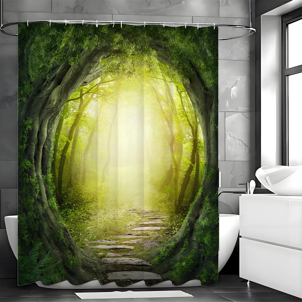 

Дупло Дерева Лес Дерево Зелень Зеленый Исцеляющий Занавеска для Душа, Декоративная Занавеска для Ванной Комнаты, Водонепроницаемая Занавеска для Душа с 90*180cm
