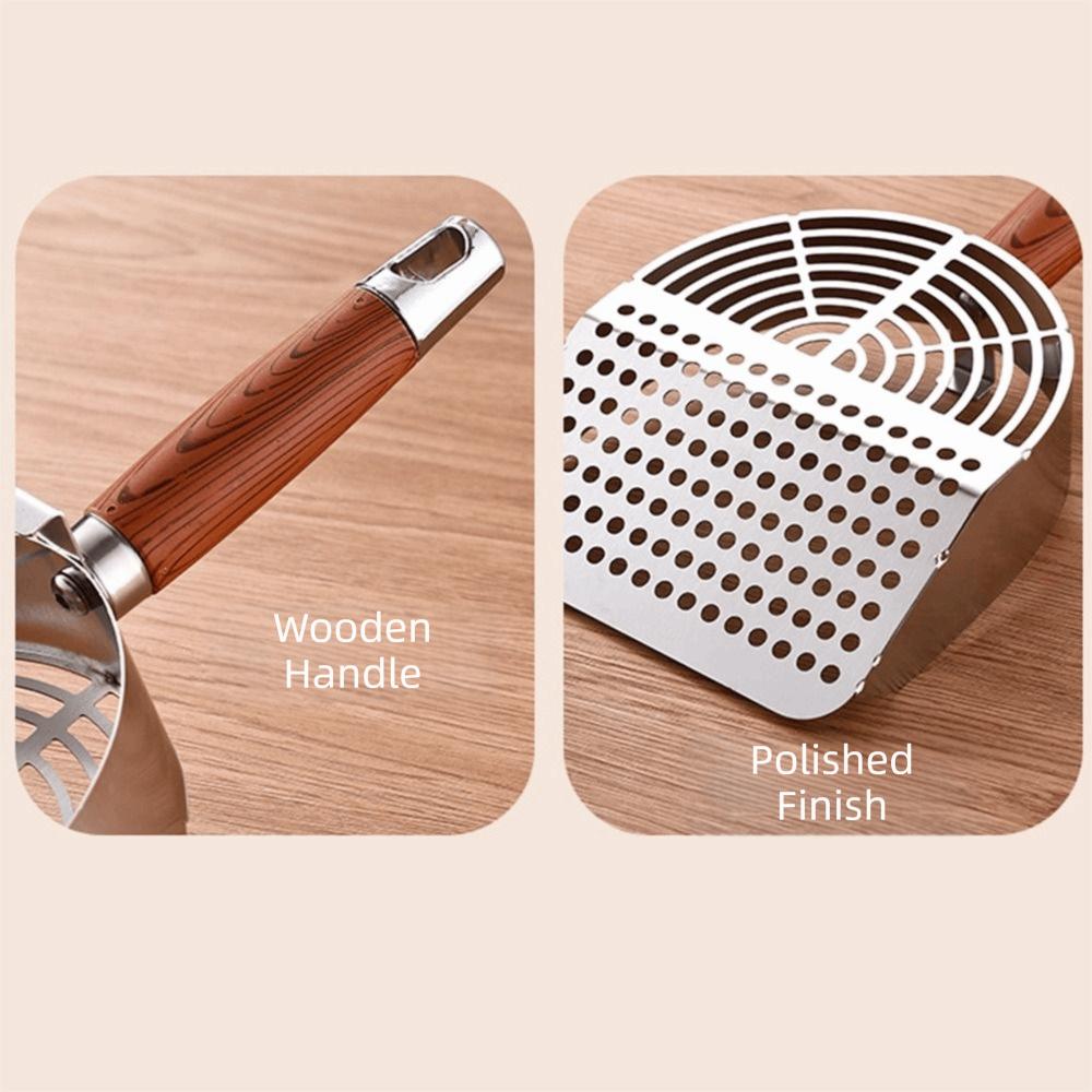 Stainless Steel Cat Litter Scoop Deep Shovel Cat Poop Sifting Tool Litter Box Scooper  Pet Cleaning