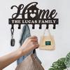 Custom Metal Wall Mounted Key Holder with Name Engraving, Home Sweet Home Sign, Coat Hook, Housewarming Gift