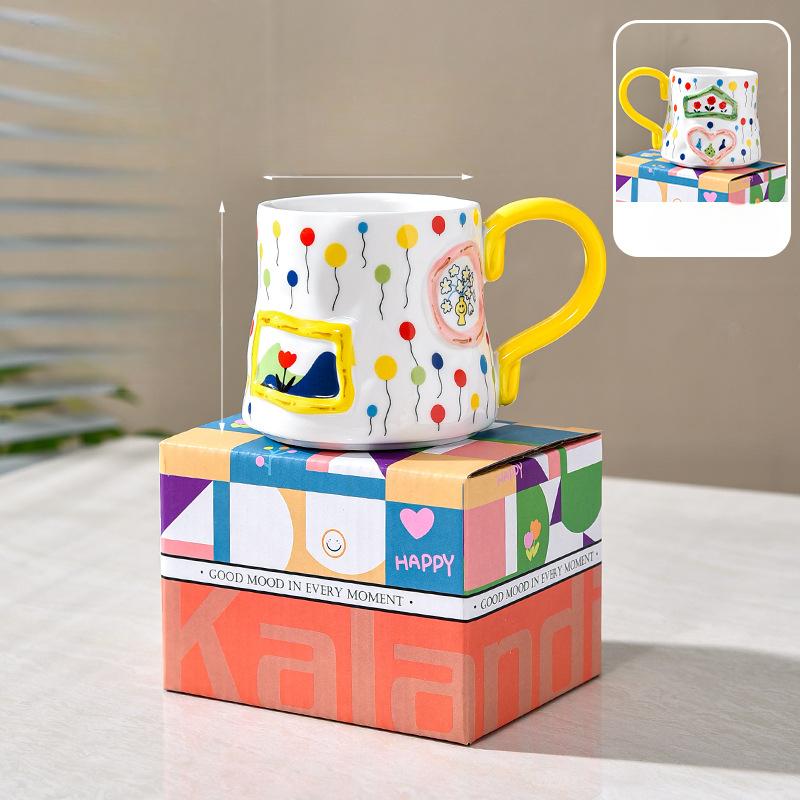 

Высококлассная изысканная чашка для девочек, стиль высокой ценности, кружка, кофейная арт-дизайн, нишевая керамическая чашка для воды 300ml